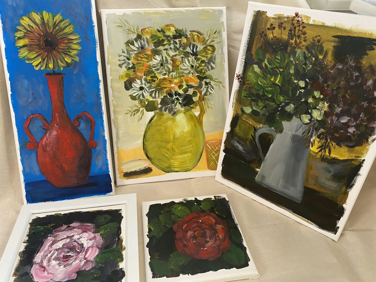 Flower still life painting workshop.