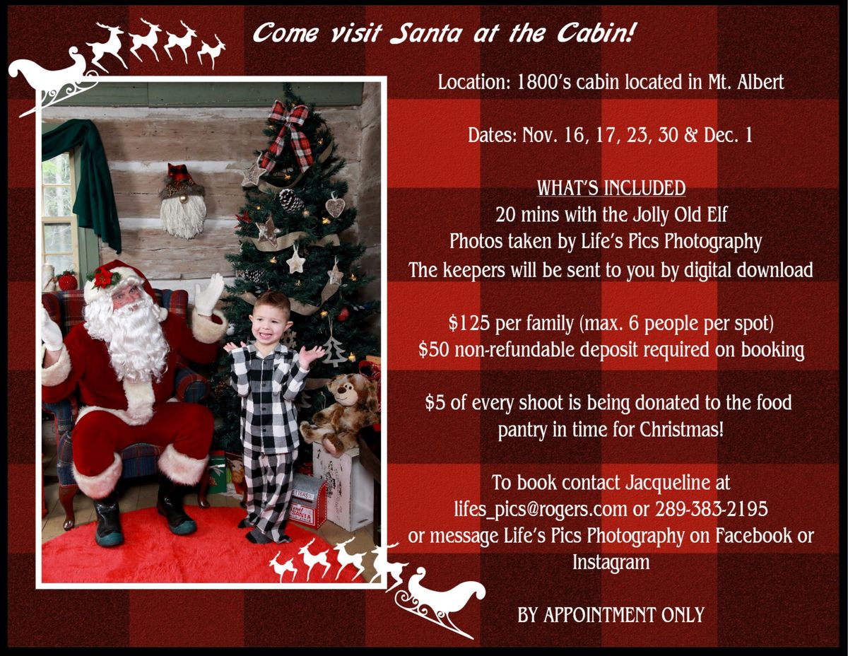 Photos with Santa at his cabin in the woods