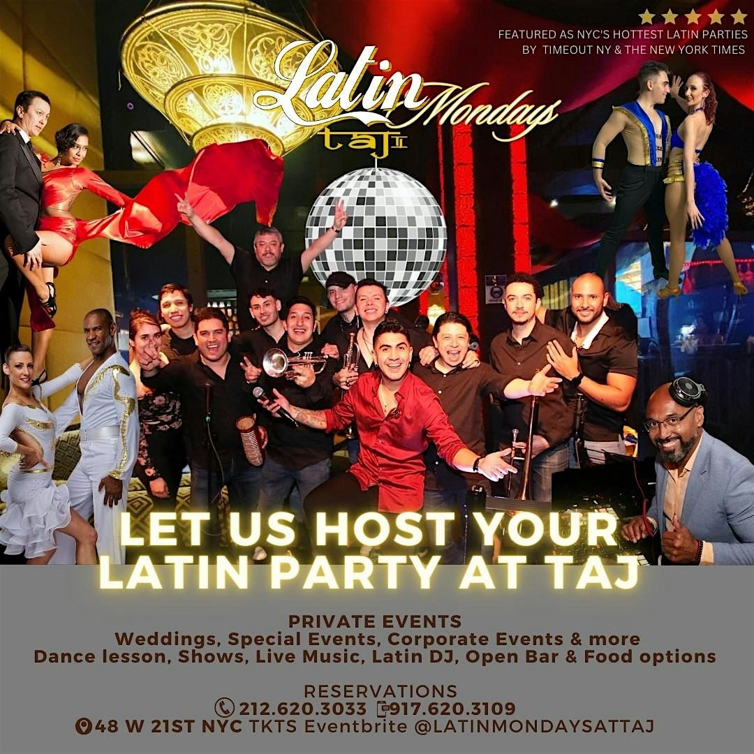Latin Mondays at Taj Lounge FALL Specials 2024