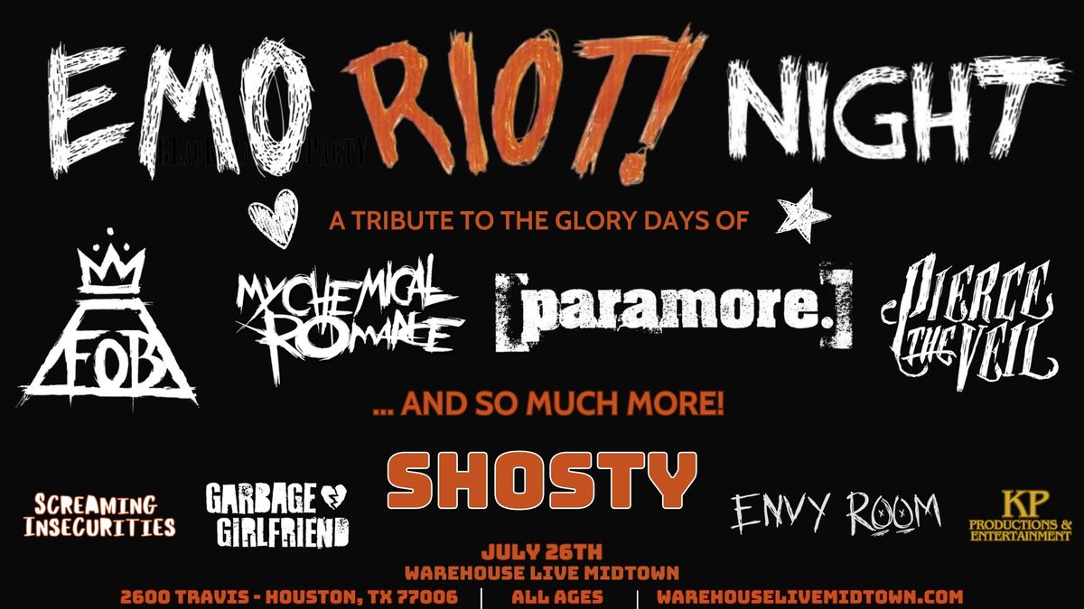 EMO RIOT NIGHT at Warehouse Live Midtown Saturday July 26, 2025