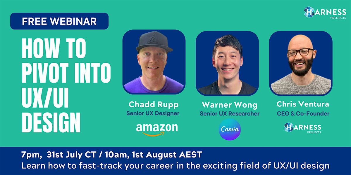 How to Pivot into UX/UI Design, Online, 1 August 2024