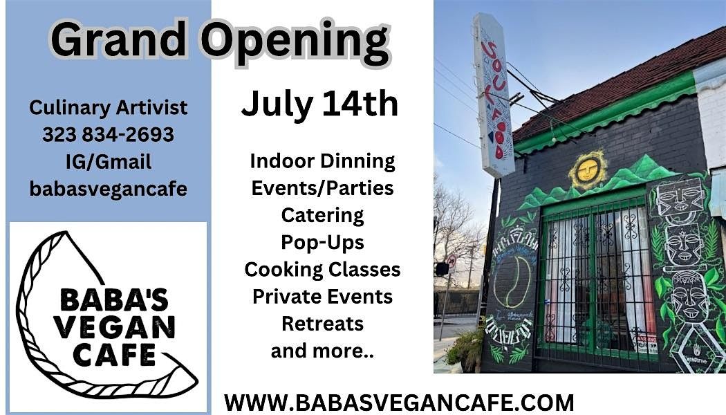 Grand Re-Opening at Baba\u2019s Vegan Cafe