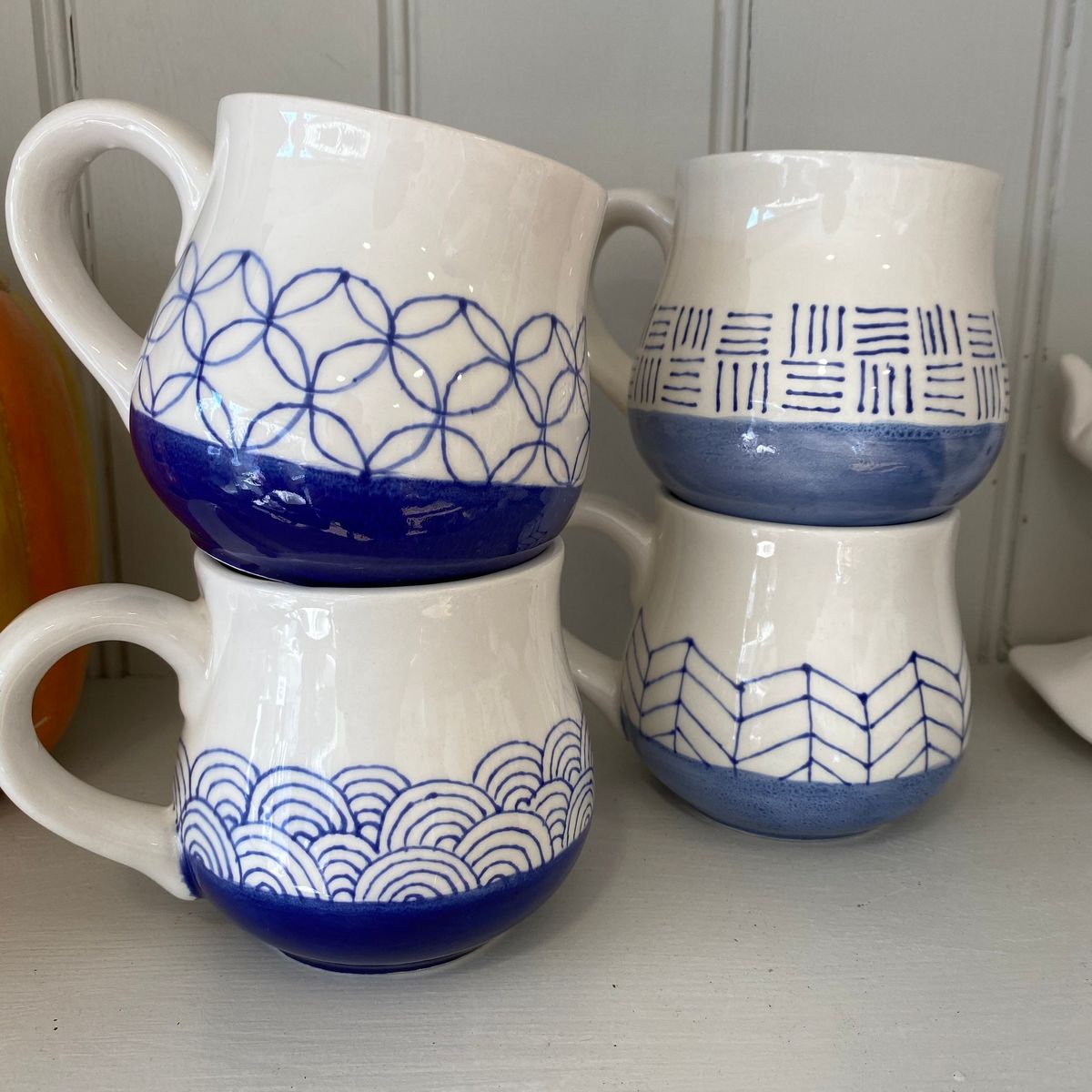 Pottery Workshop - Japanese Inspired Mugs (Blue Patterns)