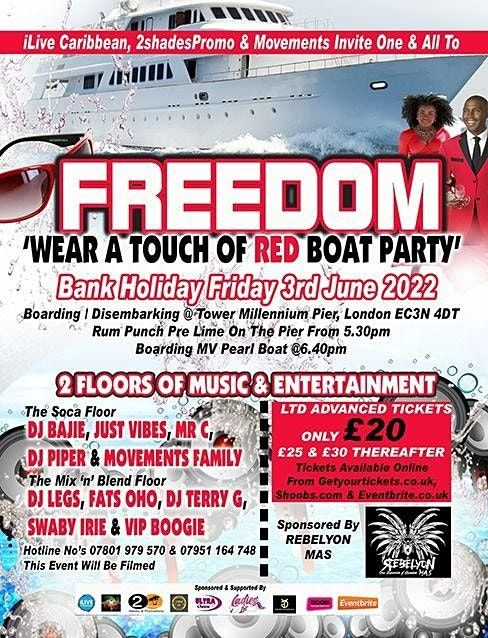 FREEDOM BOAT PARTY -  \u2018wear a touch of red\u2019
