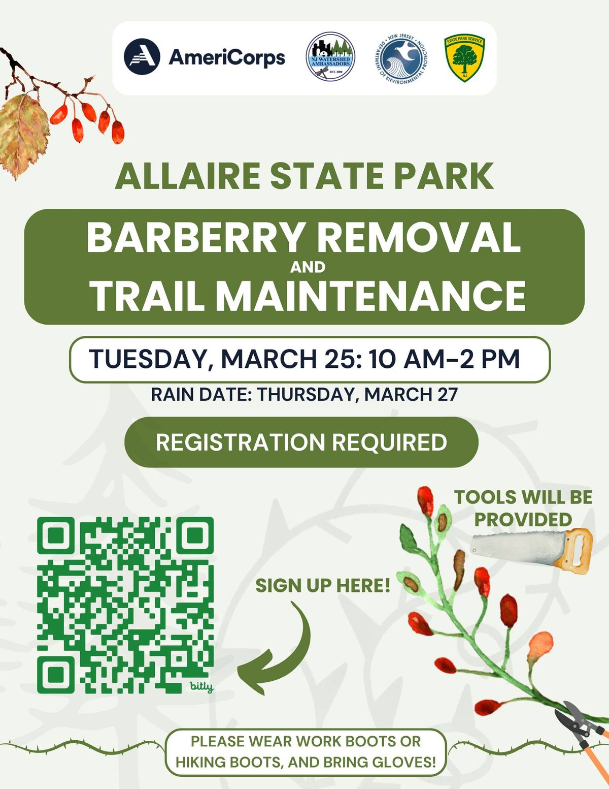 Allaire State Park Barberry Removal and Trail Maintenance