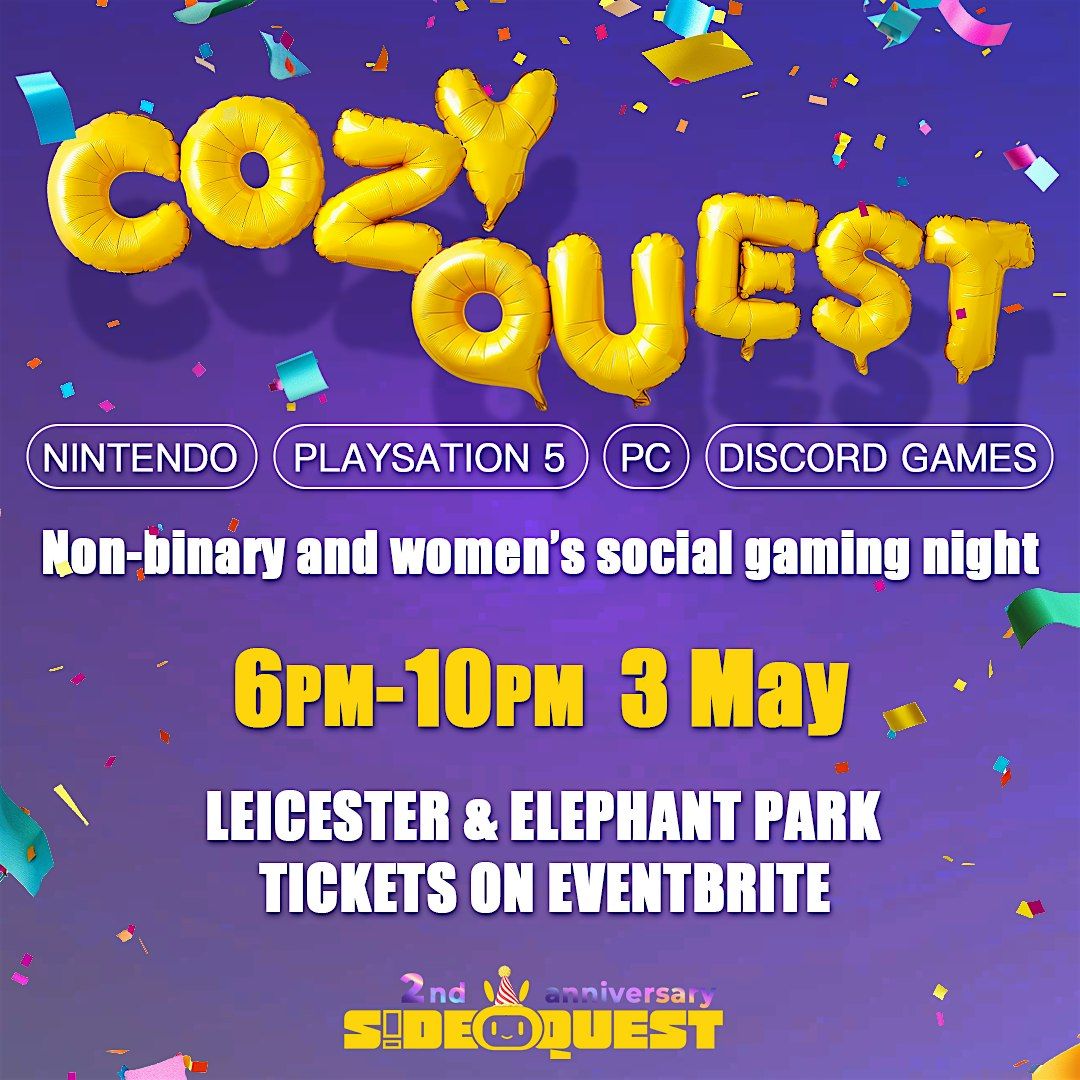 Cosy Quest 2: Women and Non-binary Social Night (Leicester)