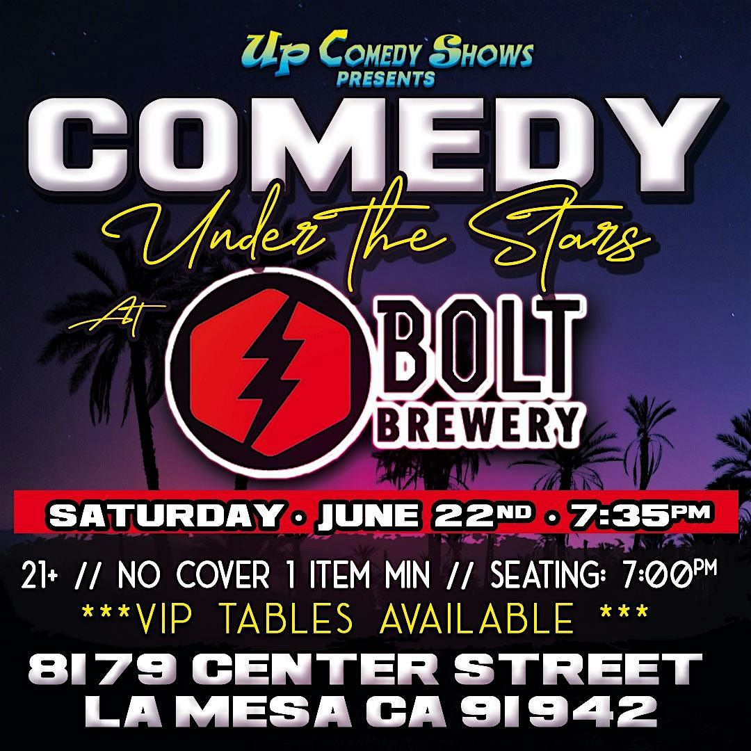 Saturday Night Comedy Under the Stars at Bolt Brewery, June 22nd, 7:35pm