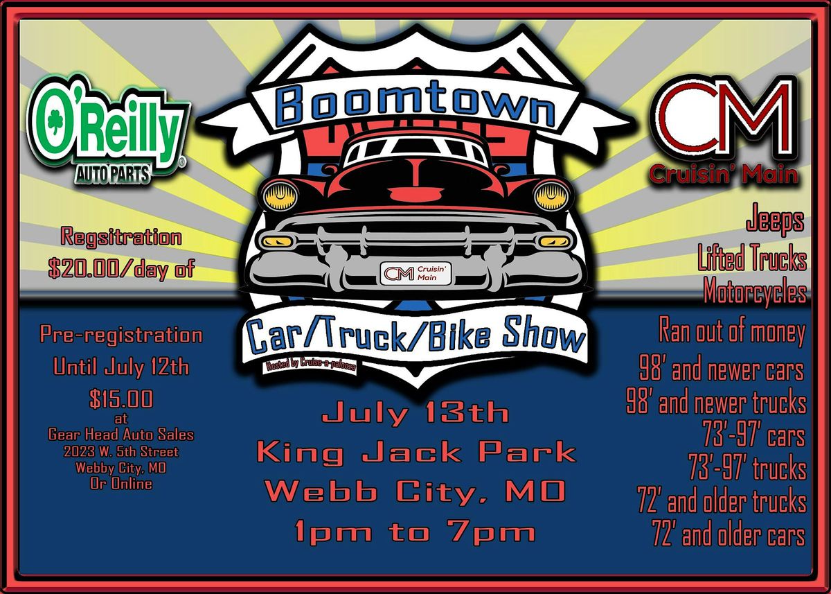 BoomTown Car, Truck & Bike Show presented by Cruisin Main & O'Reilly Auto