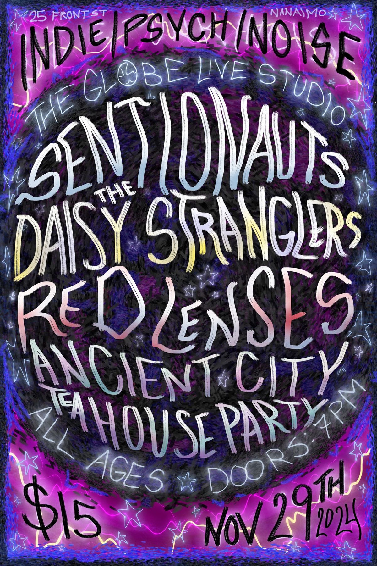 Sentionauts, The Daisy Stranglers, Red Lenses, Ancient City Tea Party @ The Globe Live Studio