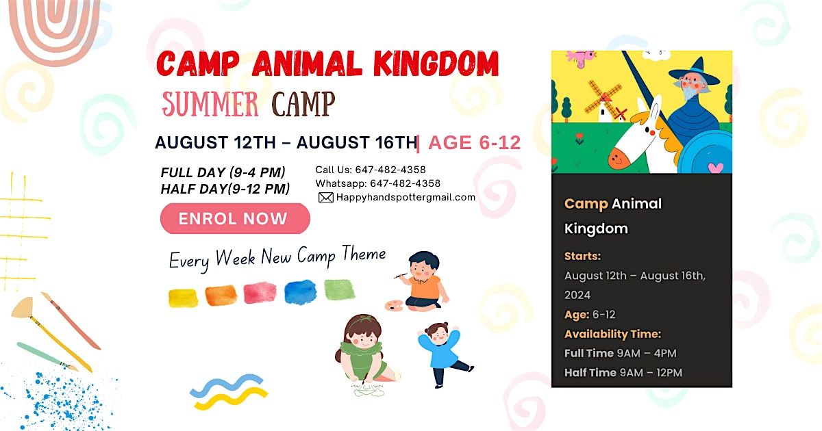 SPACE ANIMAL KINGDOM (AGES 6-12)\u200b: SUMMER KIDS CAMP WEEK 7  12th \u2013 16\/8
