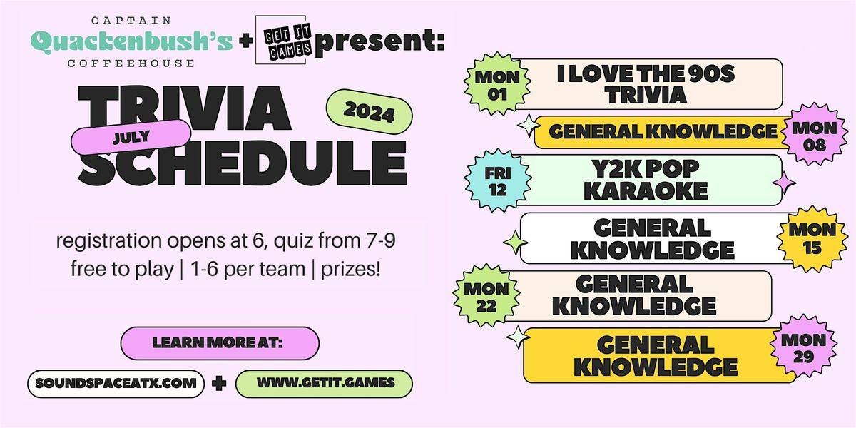 General Trivia Monday's with Get It Games!