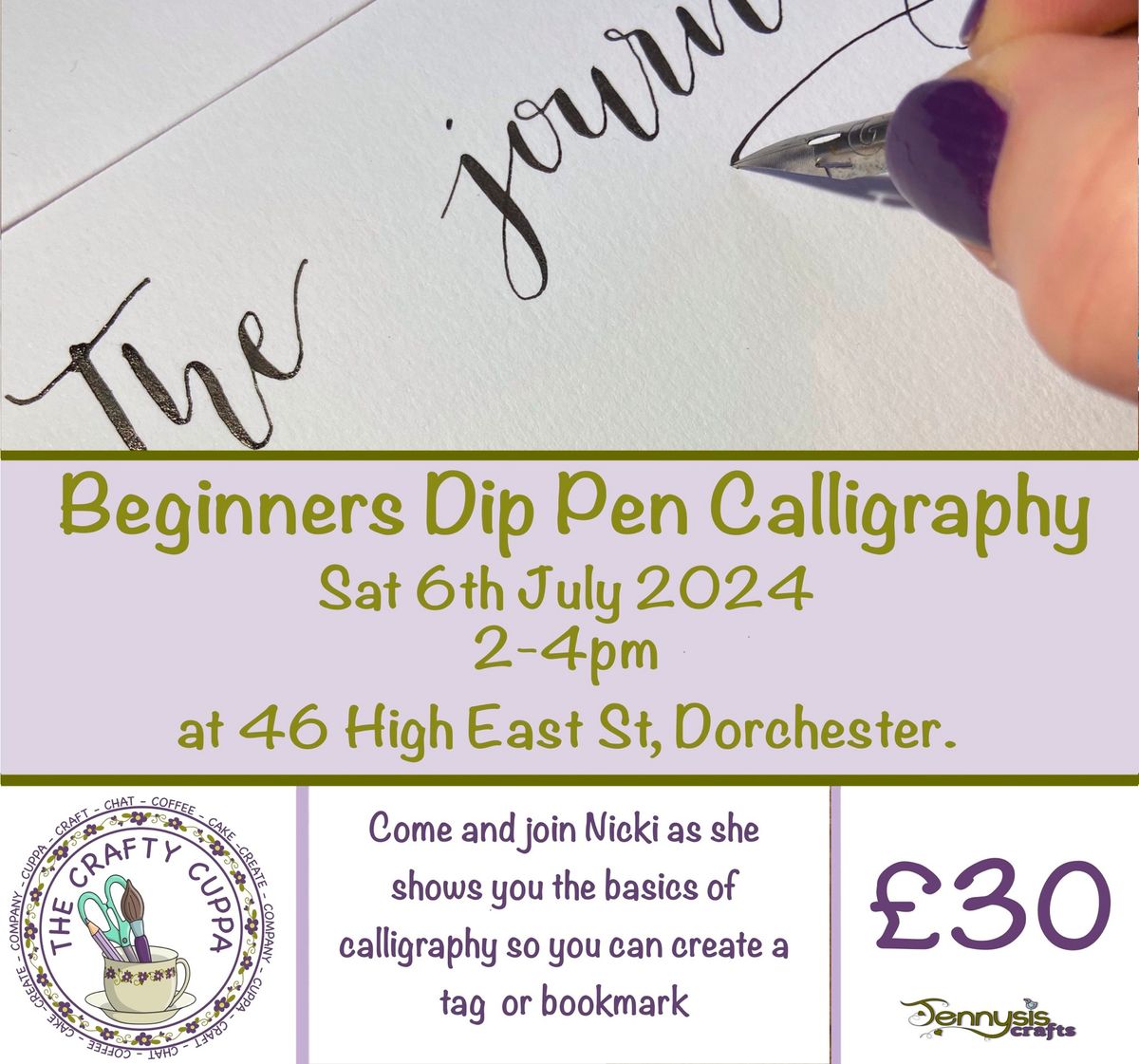Beginner\u2019s Dip Pen Calligraphy Workshop \u2013 6th July 2024