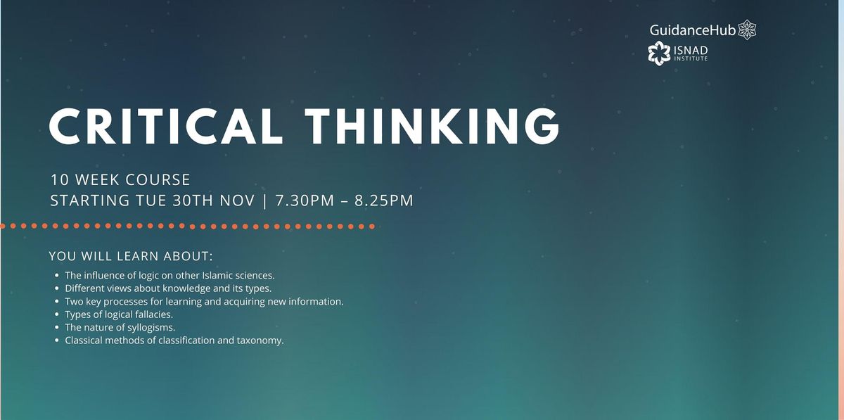 Critical Thinking - (Every Tue from 30th Nov | 10 Weeks | 7:30PM)