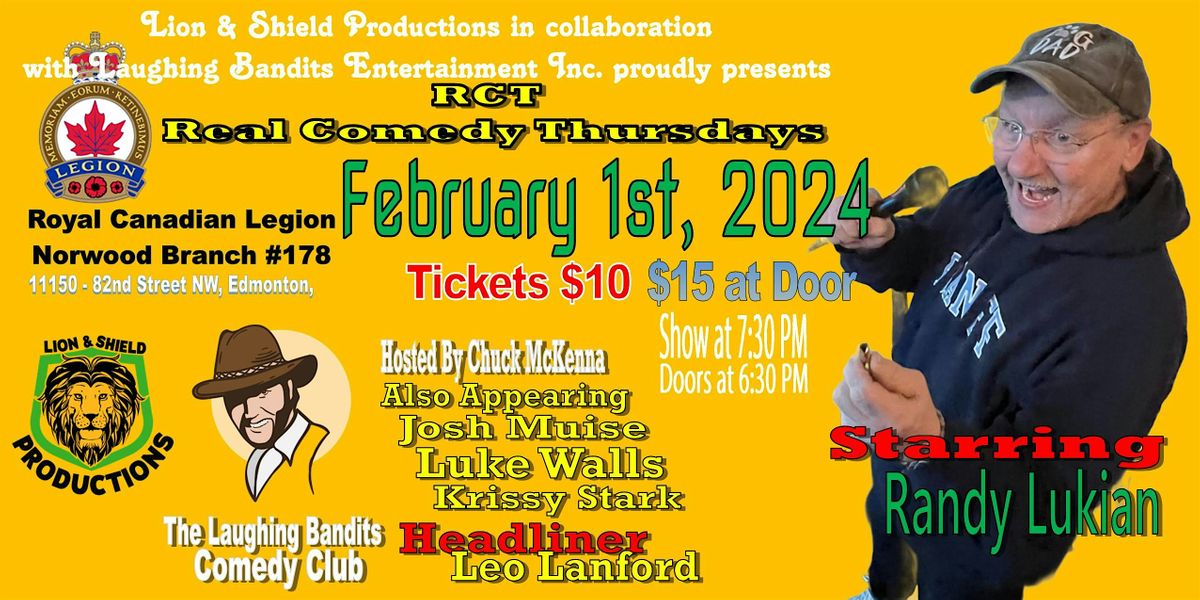 RCT Real Comedy Thursdays at the Norwood Legion, Starring Randy Lukian ...