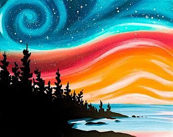 Paint & Sip around town - East Rock Brewing Company  - Swirly sky