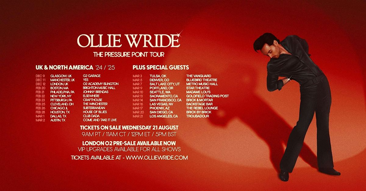 Ollie Wride - The Pressure Point Tour - VIP UPGRADE