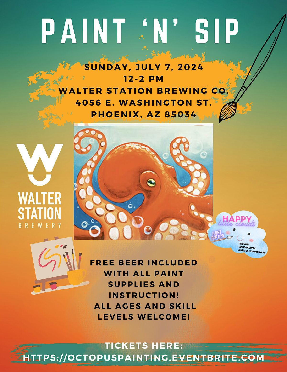 Octopus Paint 'n' Sip at Walter Station Brewing Co.