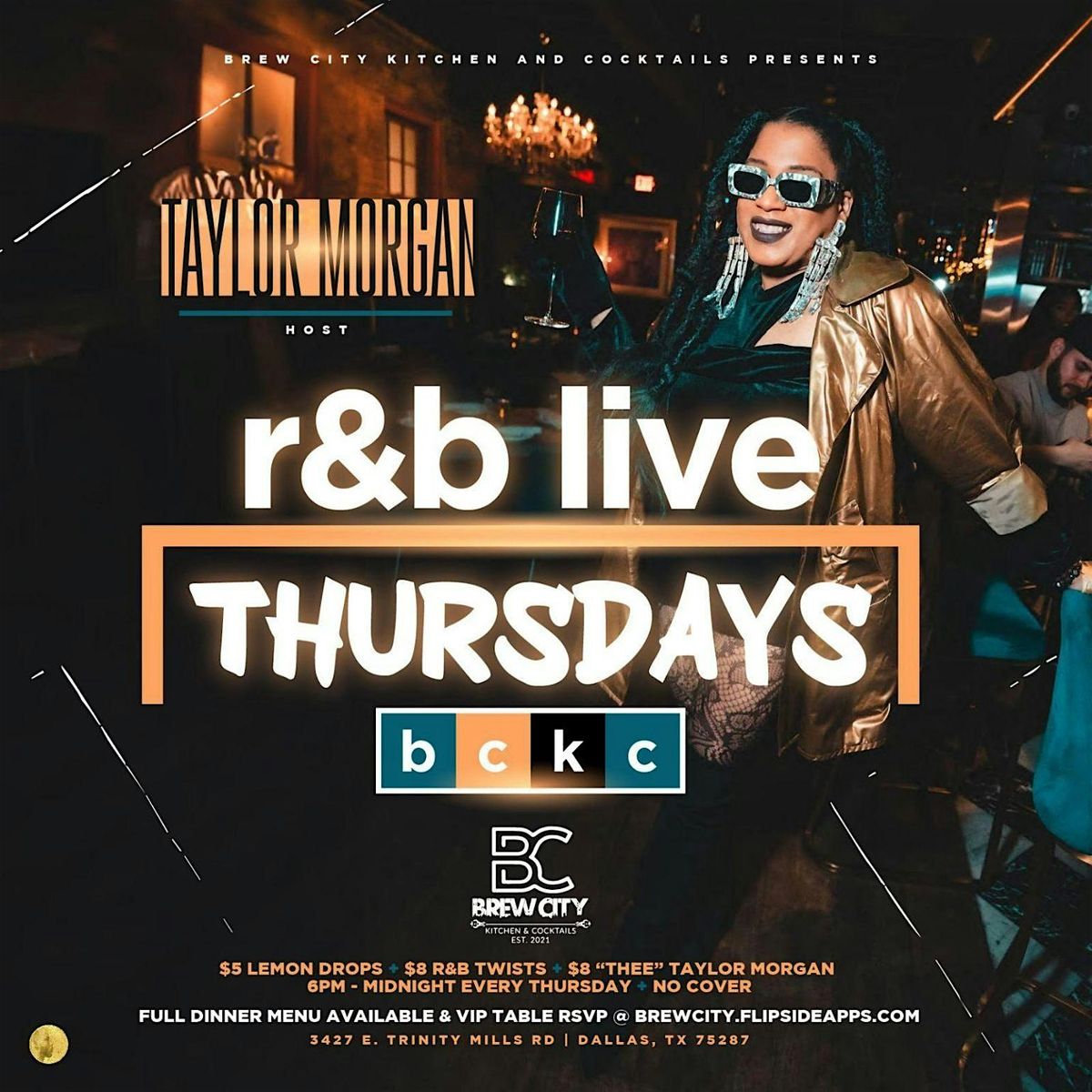 R&B L!VE Thursdays hosted by Taylor Morgan @ BrewCity Kitchen & Cocktails