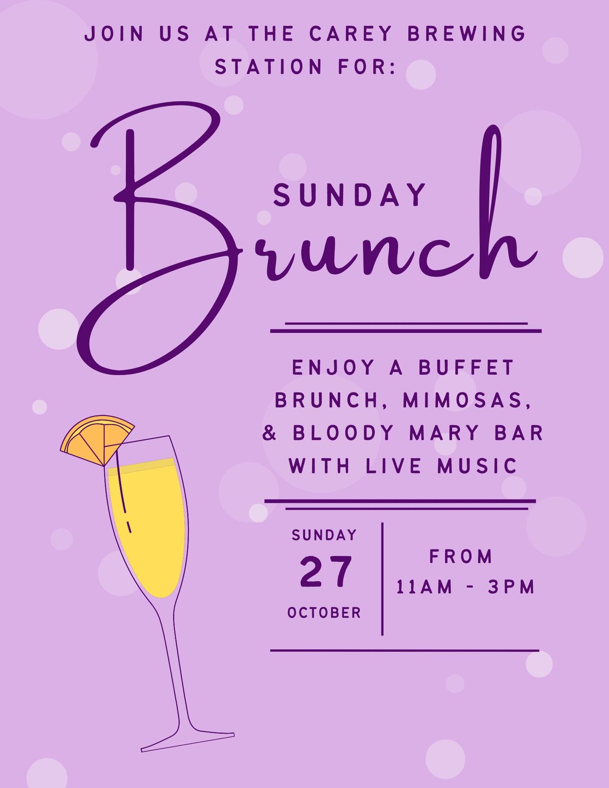 Sunday Brunch - Last Sunday in October