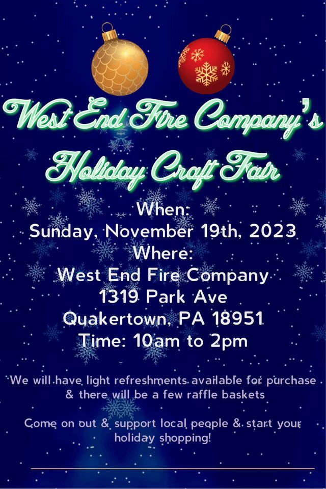 Holiday Craft Fair, West End Fire Company, Quakertown PA, 19 November 2023