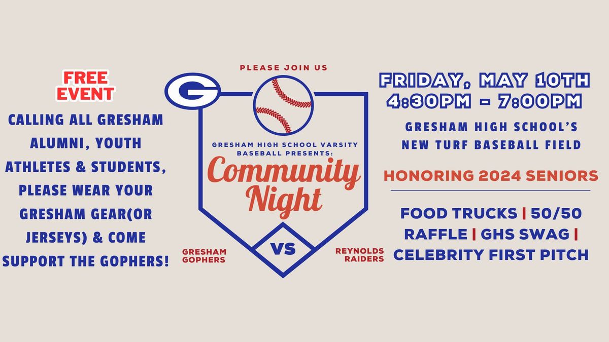 GHS Baseball Community Night - Honoring 2024 Seniors