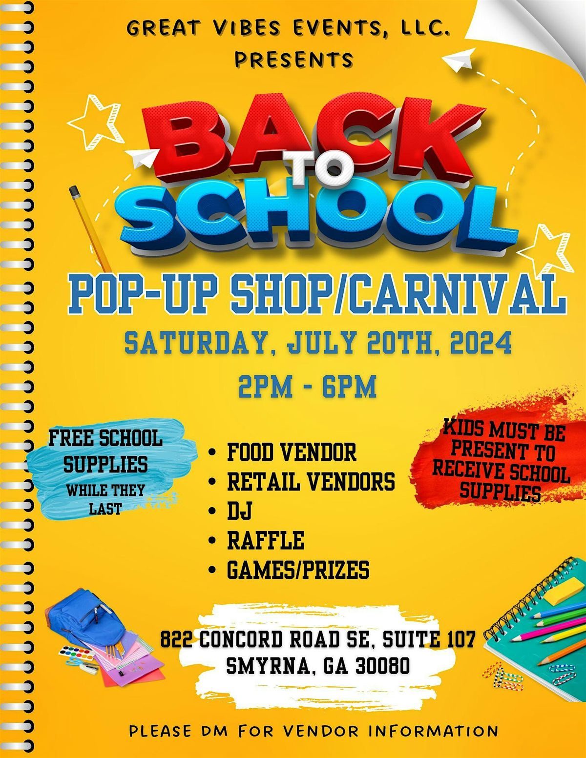 Vendors Needed: Back to School Pop-Up Shop\/Carnival