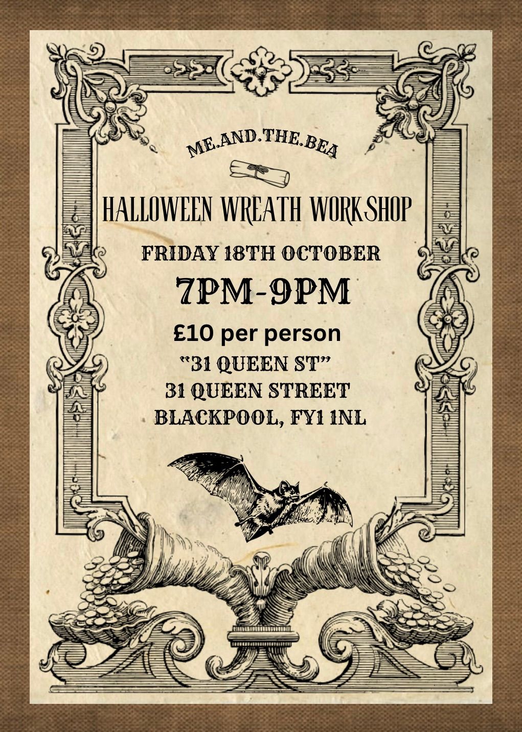 FULLY BOOKED- Halloween Wreath Workshop- 31 Queen St 