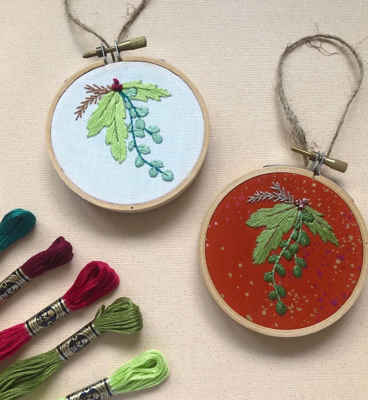 Winter Botanical Embroidered Ornament