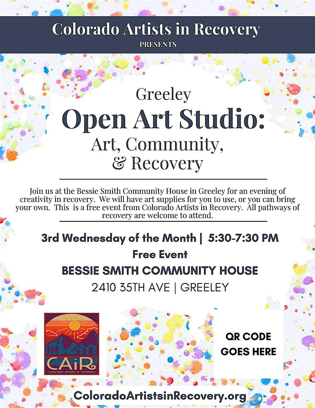 Greeley Monthly Open Art Studio: Art, Community, and Recovery