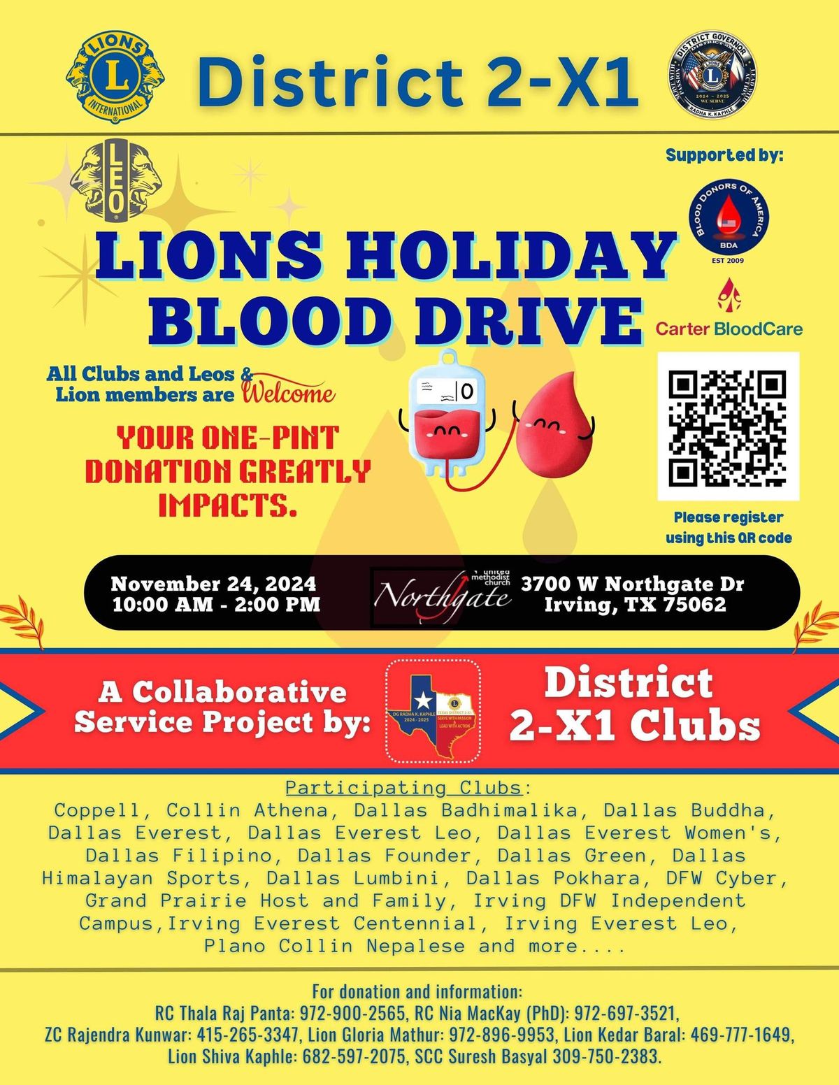 LIONS HOLIDAY BLOOD DRIVE