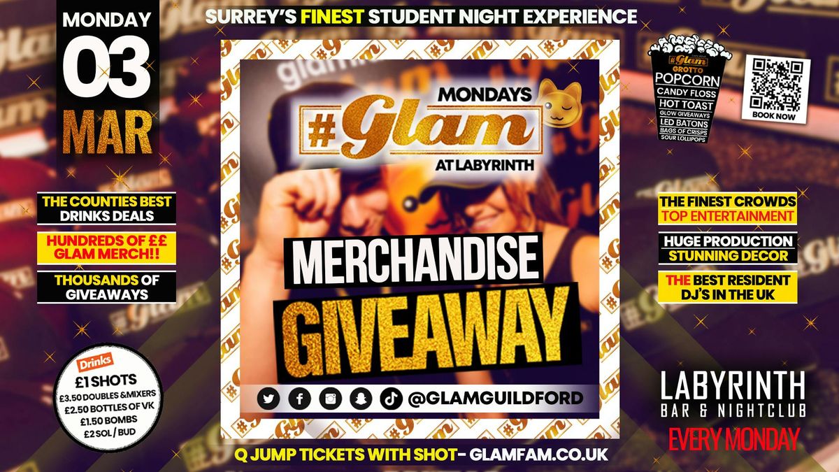 Glam - \ud83d\ude32 MERCHANDISE GIVEAWAY \ud83d\ude32  | Monday at Labs \ud83d\ude3b