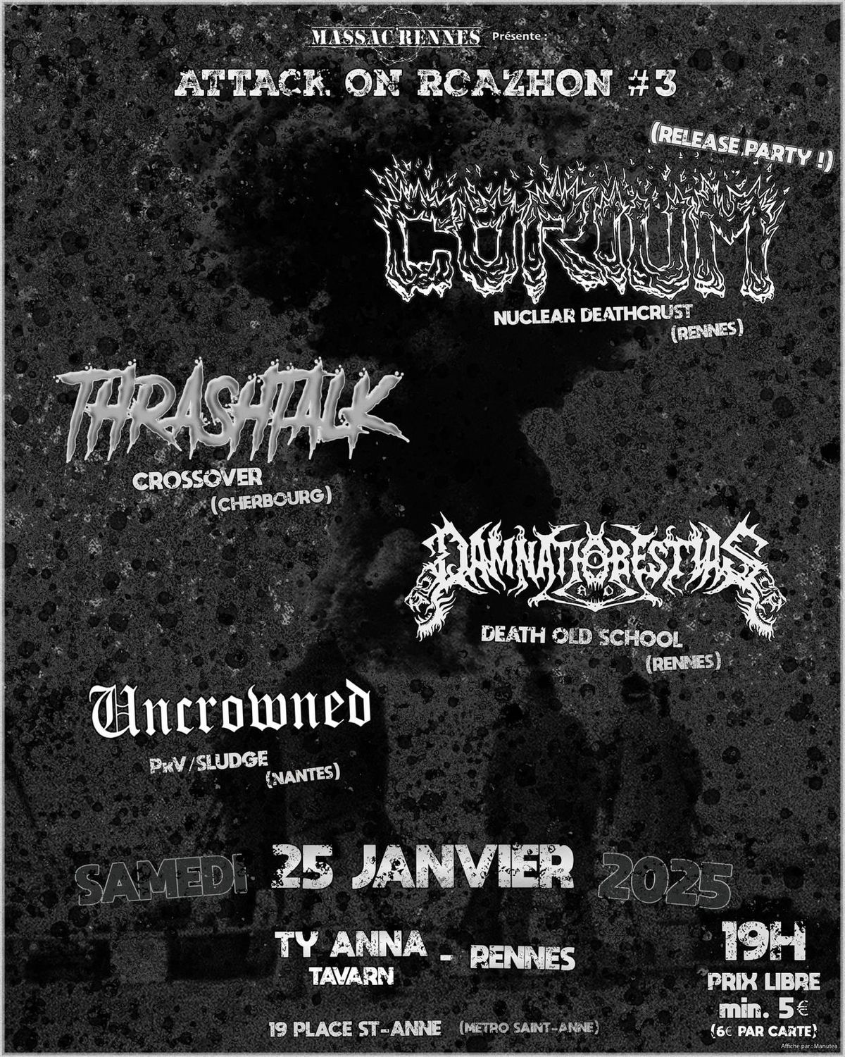 Concert CORIUM Release Party 25 janvier, Bar Ty Anna Rennes