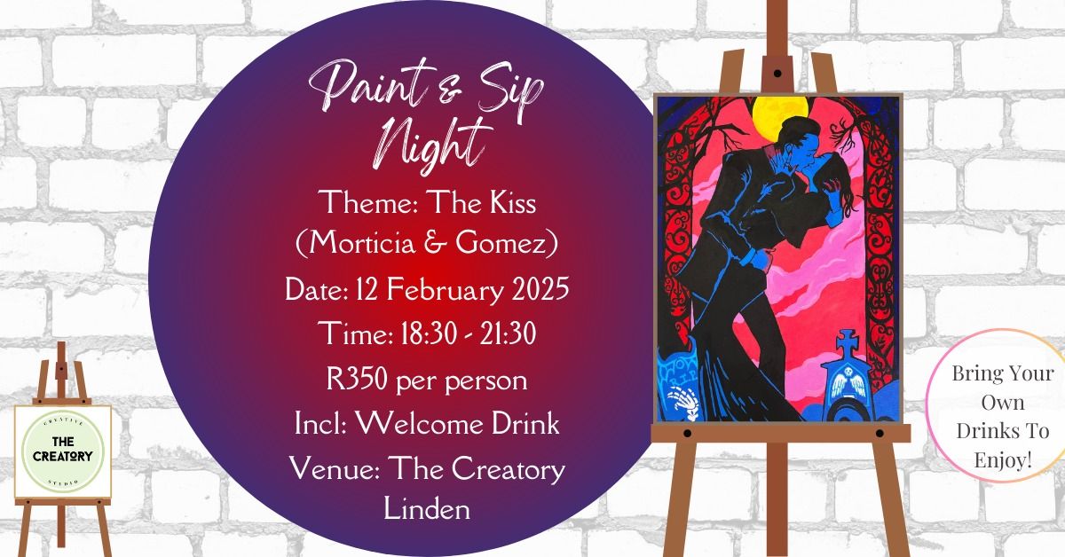 Valentine's Paint & Sip: The Kiss (Morticia & Gomez)