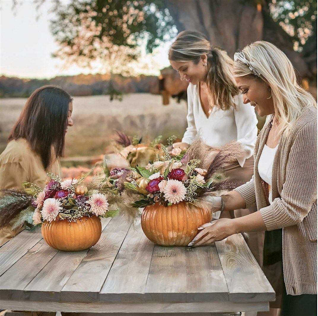 Fall Pumpkin Flower Arrangment Workshop at Gallaghers Pumpkin Patch