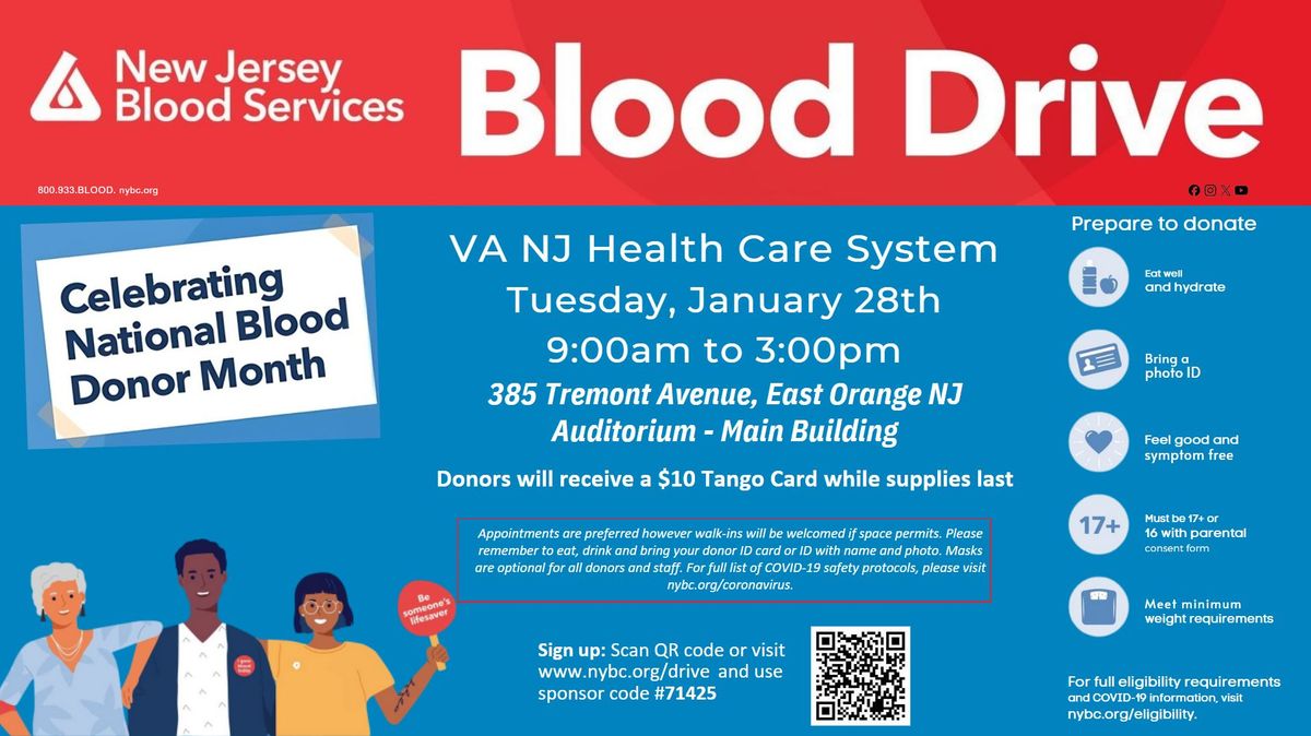 New Jersey Blood Services Blood Services Blood Drive | East Orange Campus