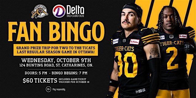 Hamilton Tiger-Cats Bingo at Delta Bingo & Gaming