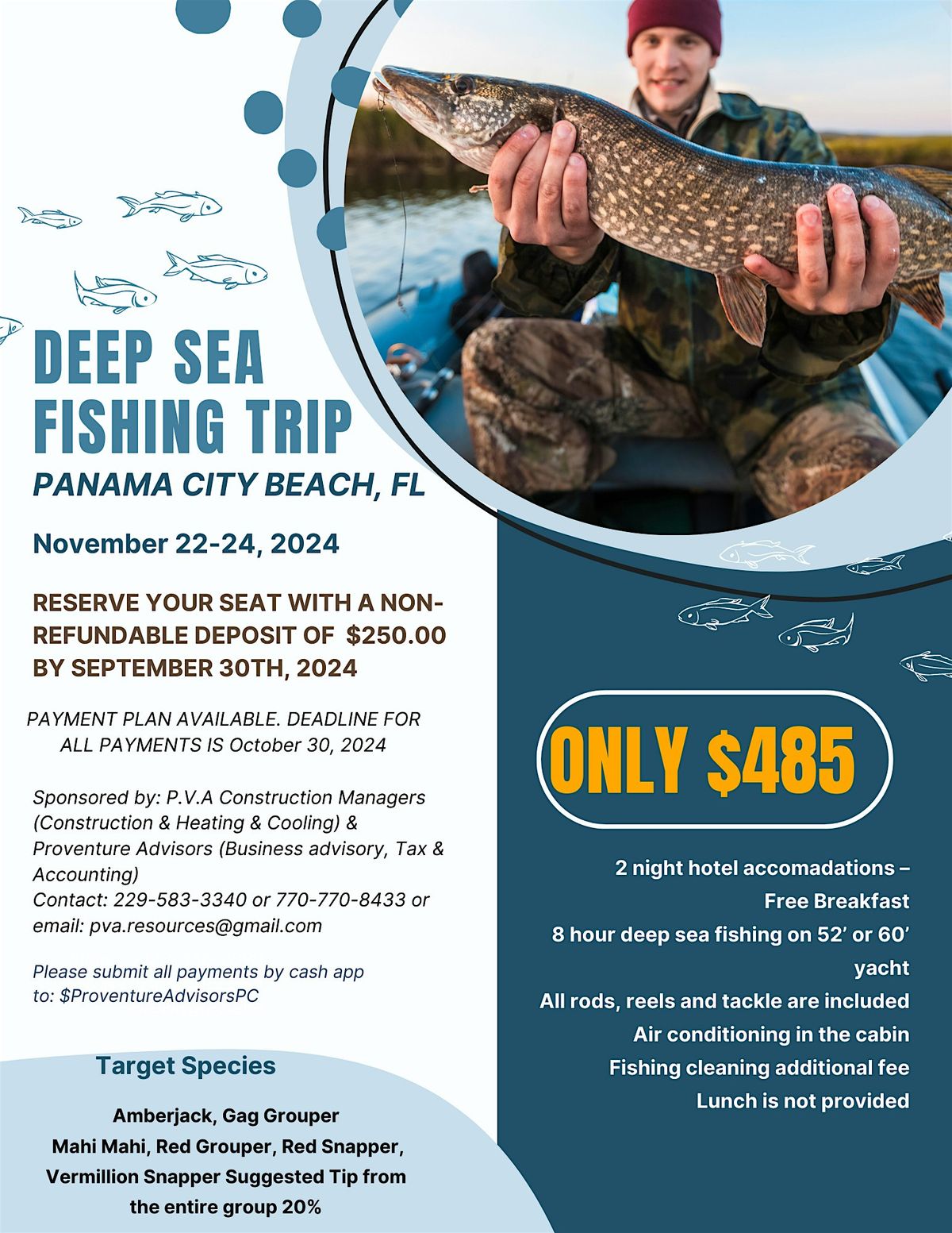 Deep Sea Fishing Trip in Panama City FL Nov. 22-24th (Men & Women)