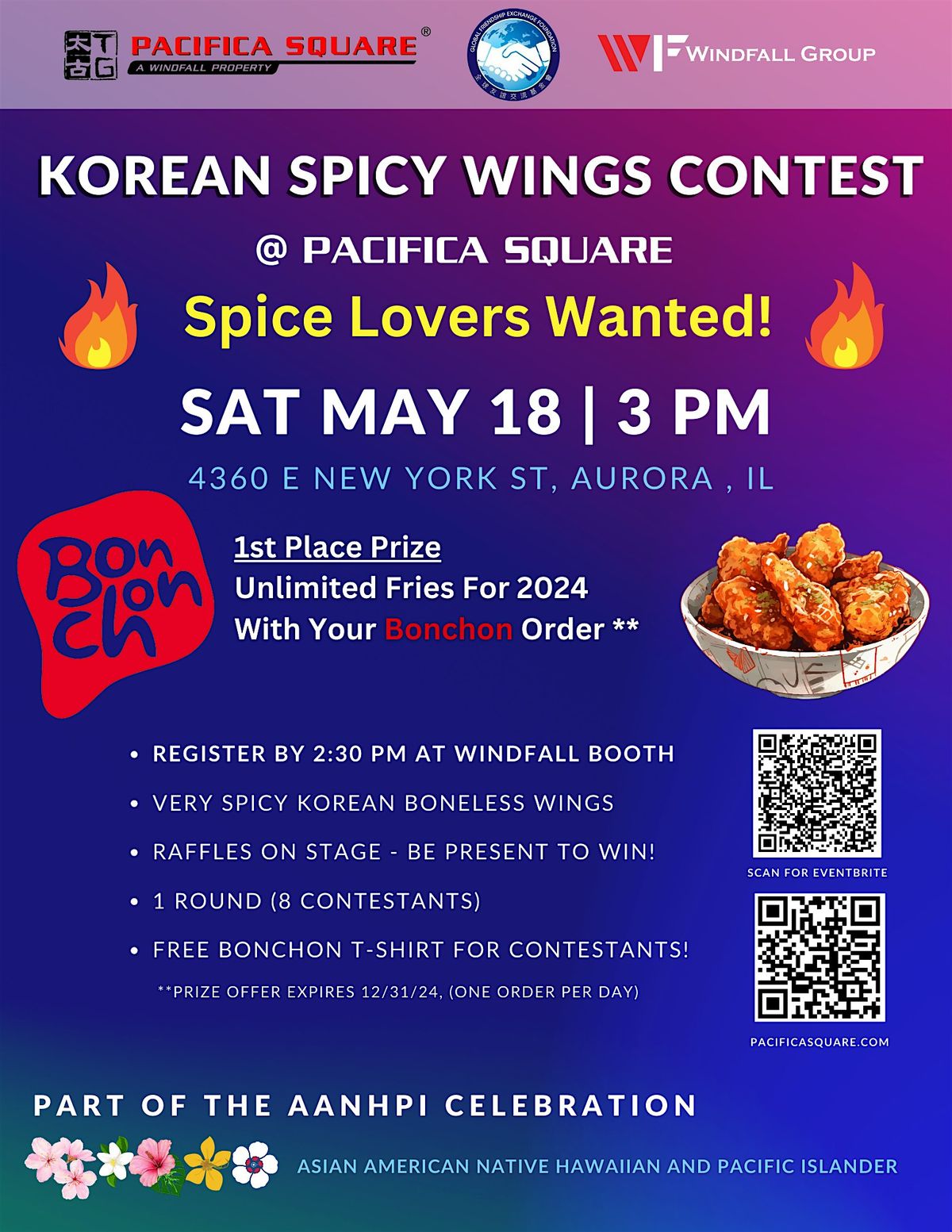 Korean Spicy Wings Contest at Pacifica Square Aurora Illinois 2024 AANHPI