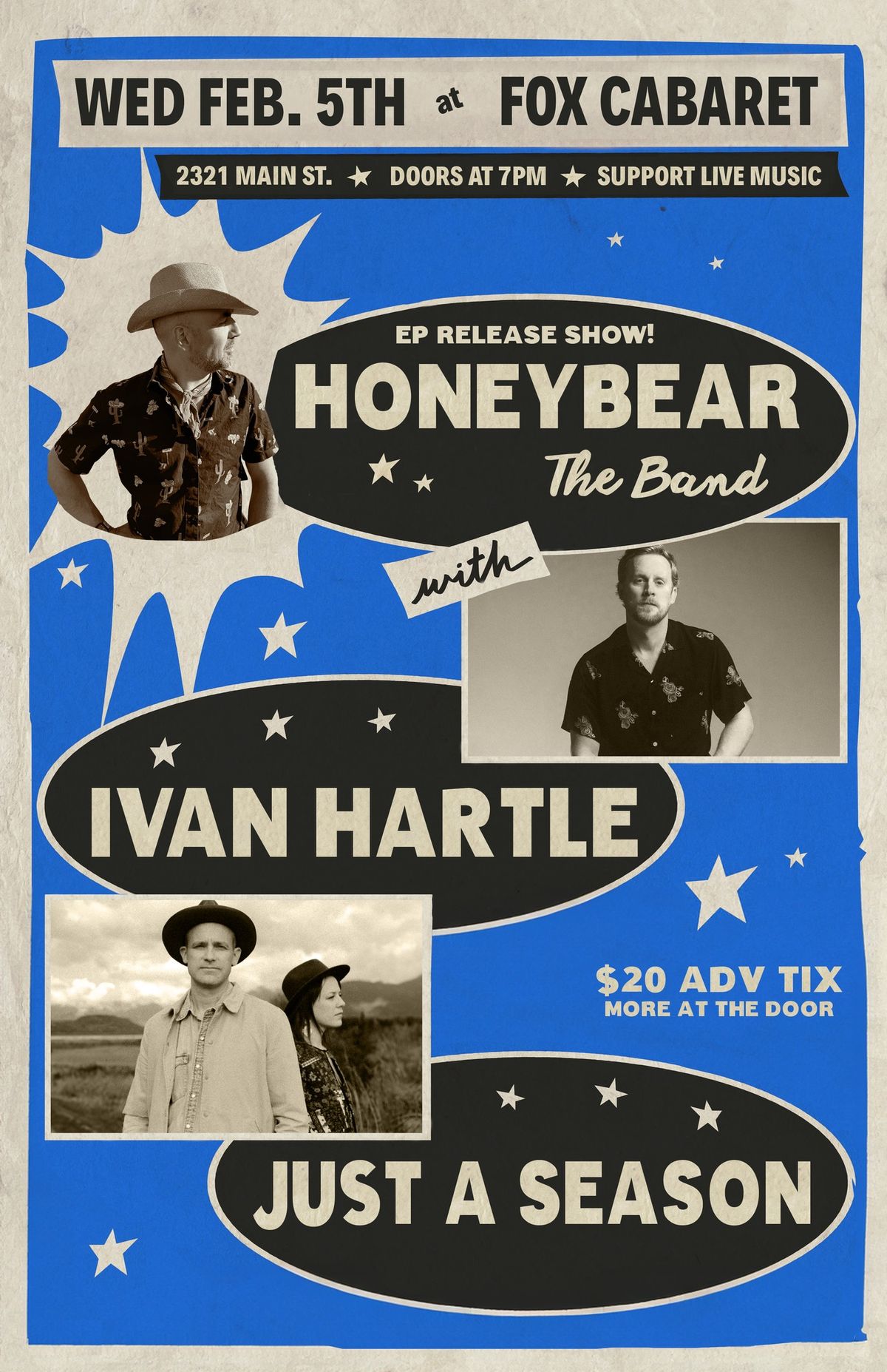 Honeybear EP release party w \/ Ivan Hartle & Just A Season