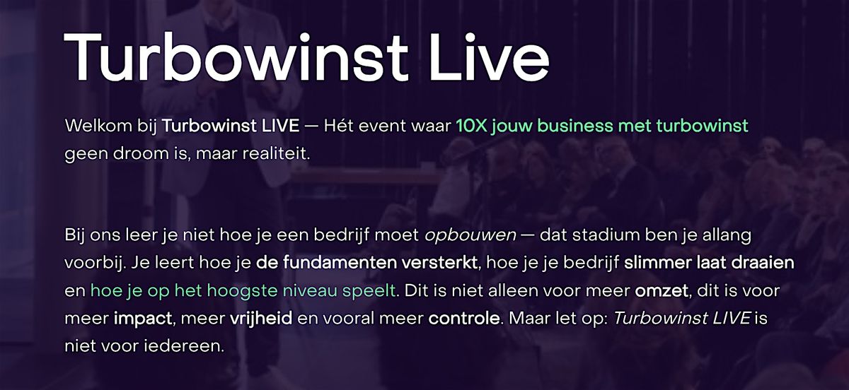 Bronze Turbowinst LIVE - 29 & 30 november 2024