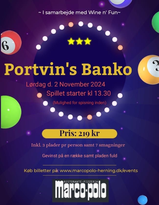 Portvin's Banko med gevinster 