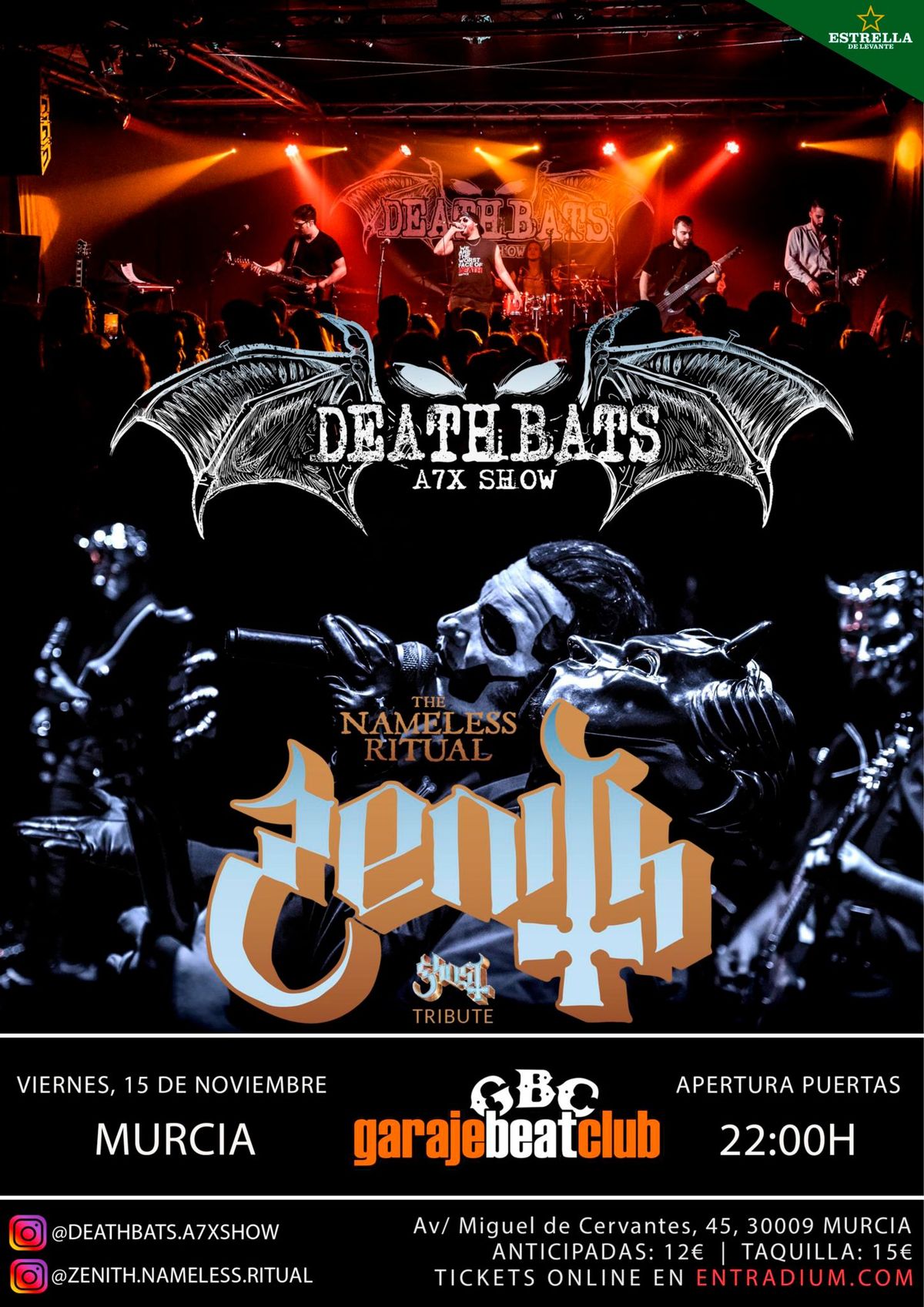 ZENITH THE NAMELESS RITUAL (Tributo a GHOS) + DEATHBATS (Tributo a AVENGED SEVENFOLD) en GBC