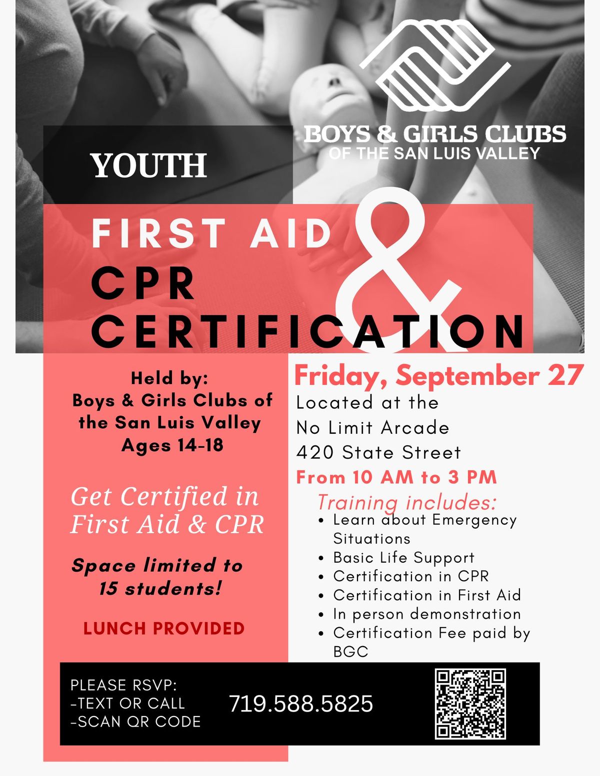 First Aid & CPR Certification (Ages 14-18)