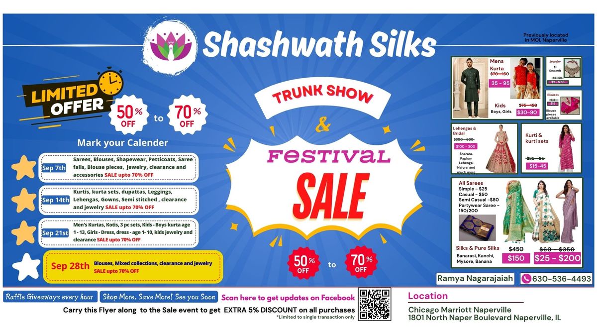 Shashwath Silks - Festive Sales Event, Series 4 of 4 @ Marriott Naperville