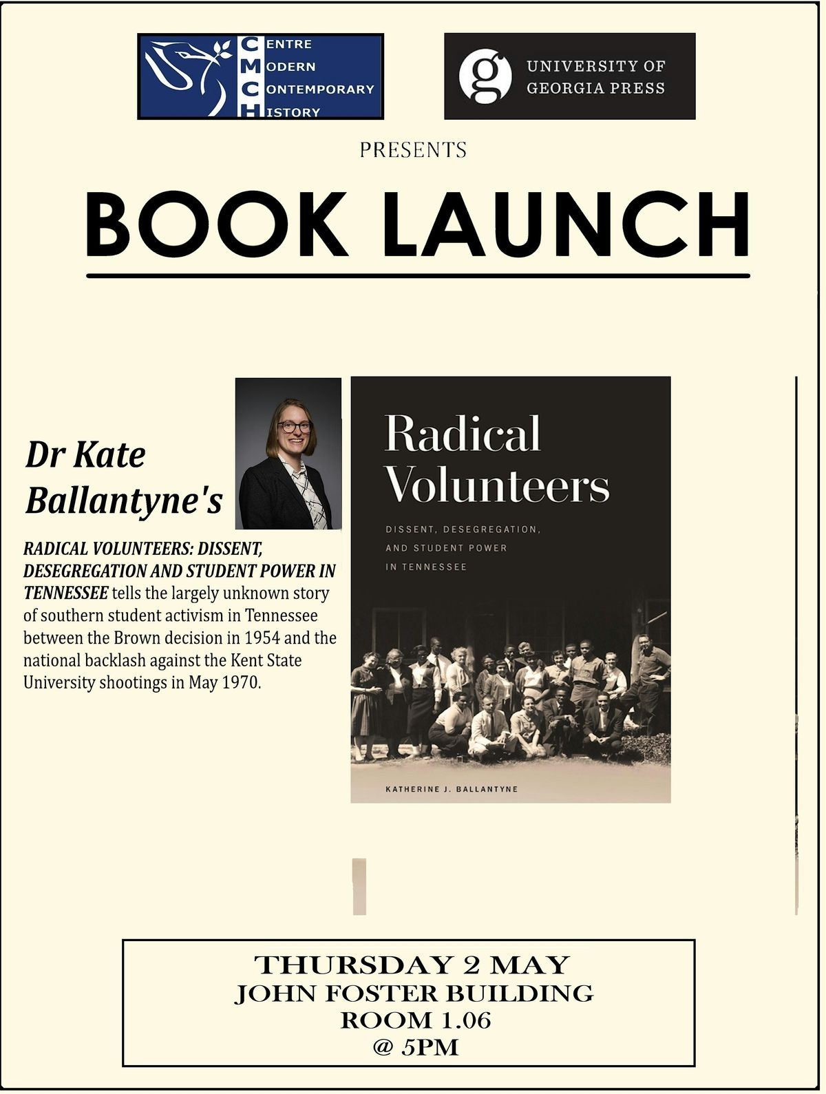 BOOK LAUNCH - Radical Volunteers: Dissent, Desegregation and Student Power