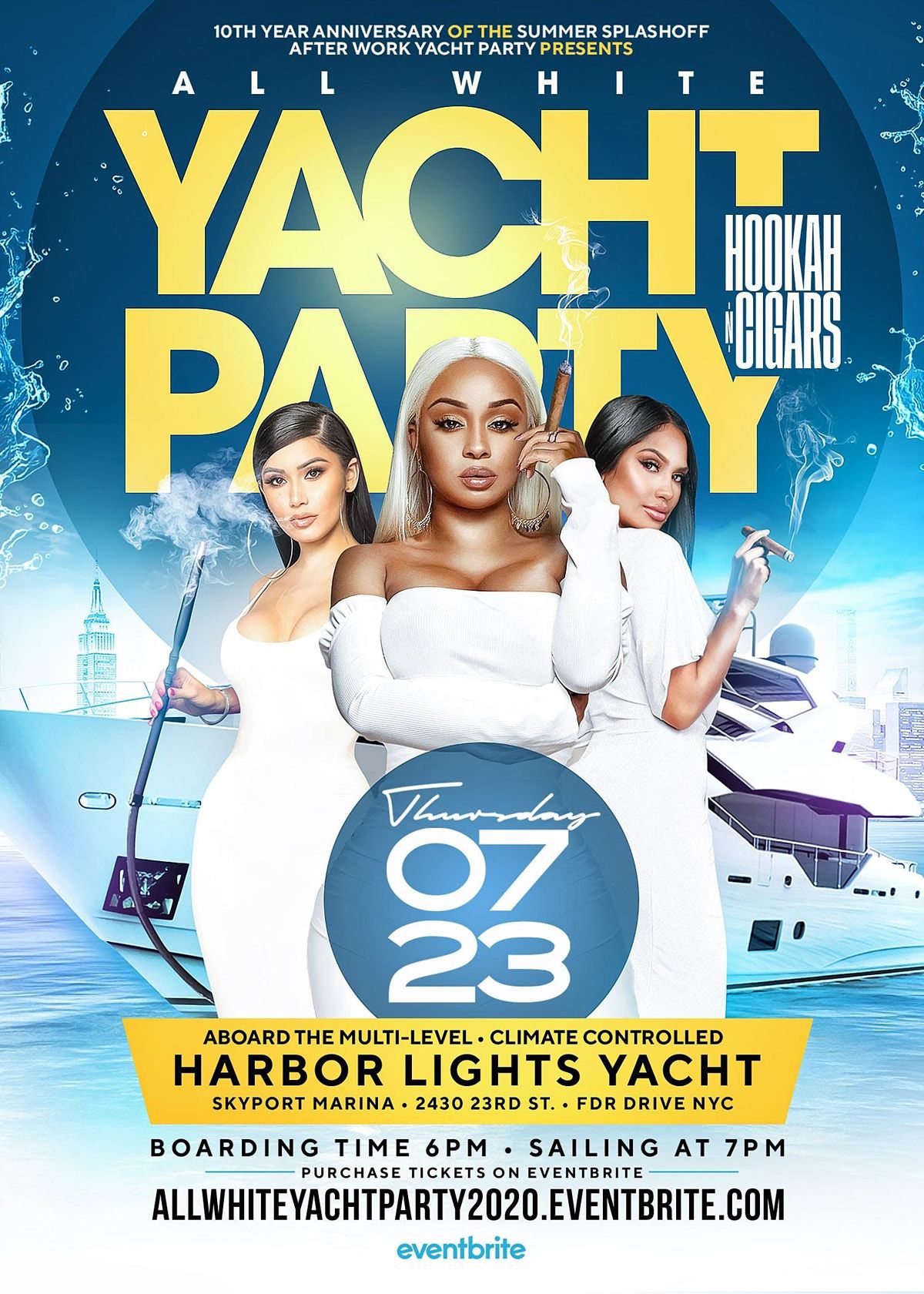 SOLD OUT!! ALL WHITE YACHT PARTY  -HOOKAH -N- CIGARS - THANK U