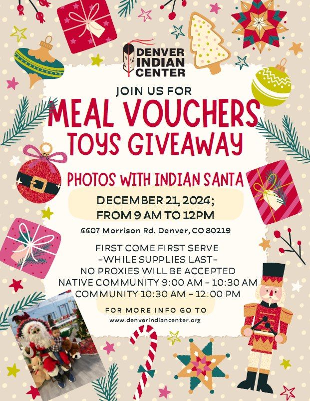 Toy & Meal Voucher Giveaway, Denver Indian Center, Inc., 21 December 2024