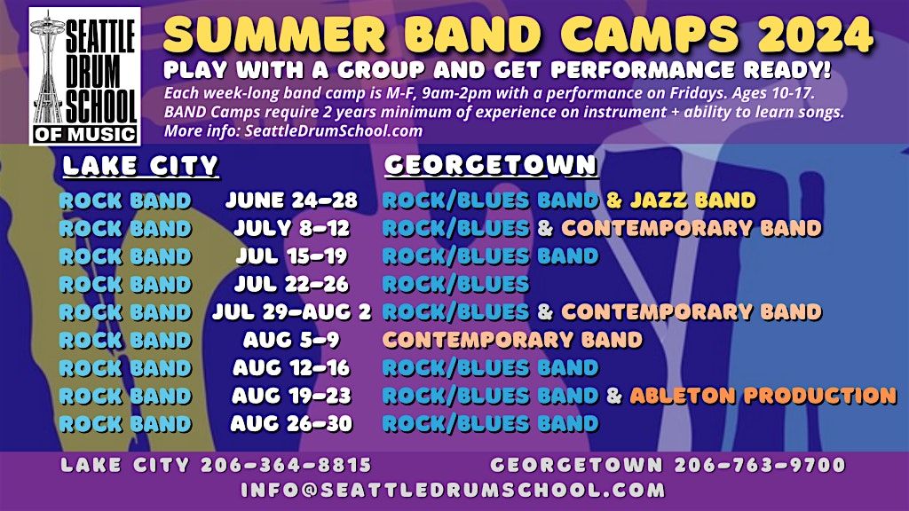 Summer Band Camps 2024 at Seattle Drum School of Music - Georgetown
