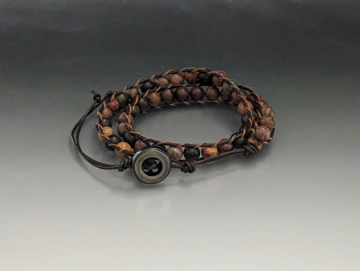 Make a Trendy Button and Bead Leather Wrap Bracelet