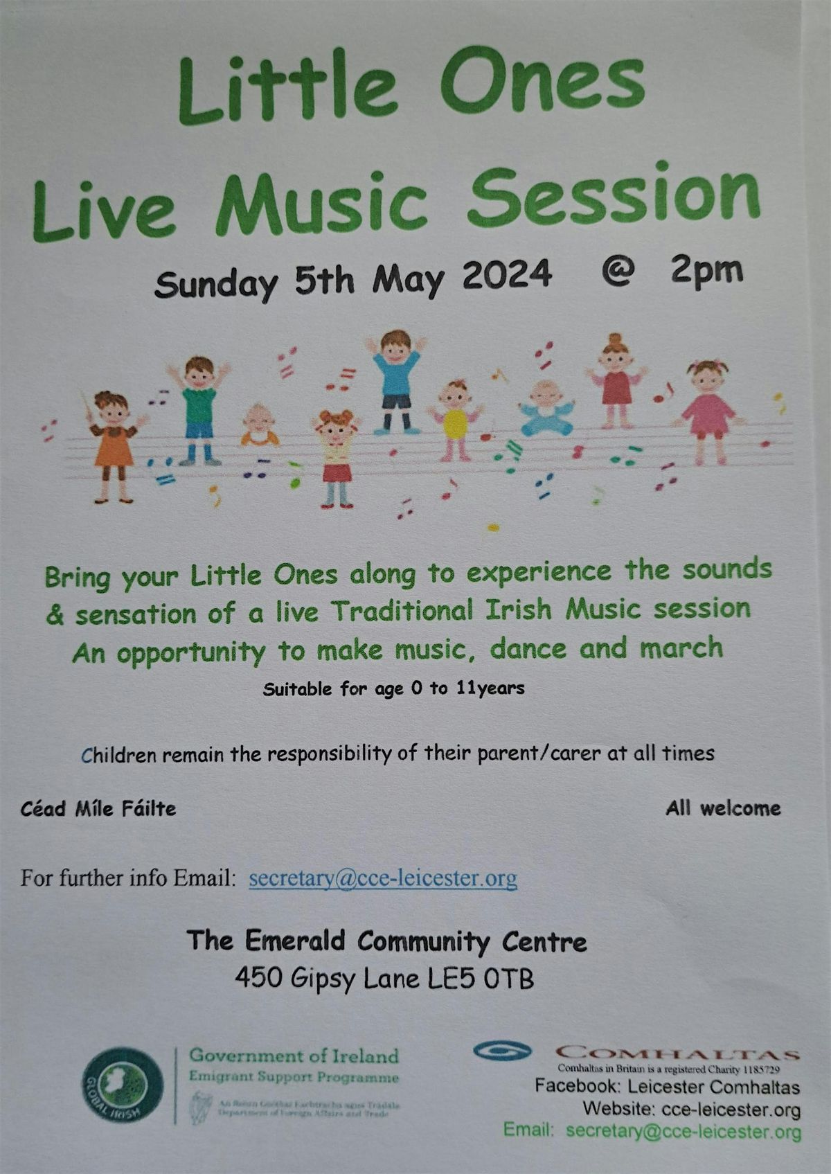 Little Ones experience a live Irish Music Session
